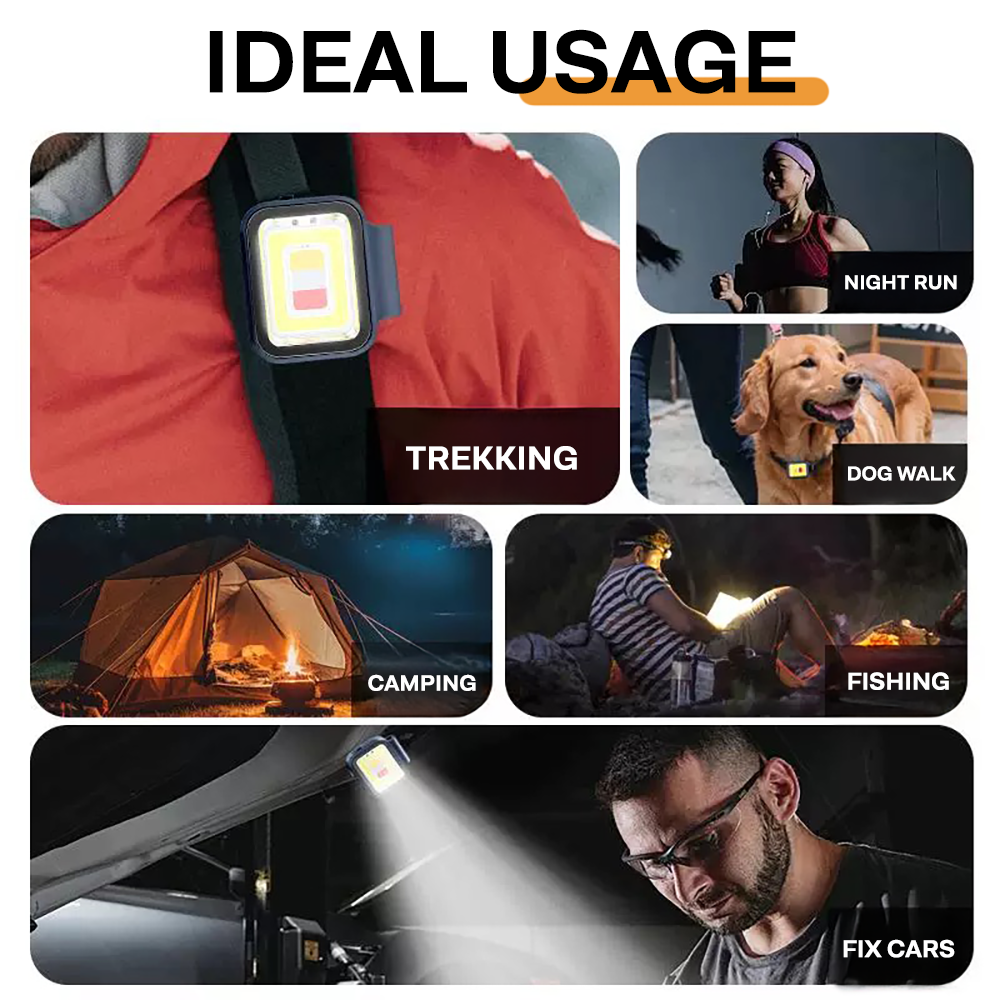 Handfree Magnetic Clip On Portable Flash Light Torchlight Floodlights COB LED Light (Professional Edition)