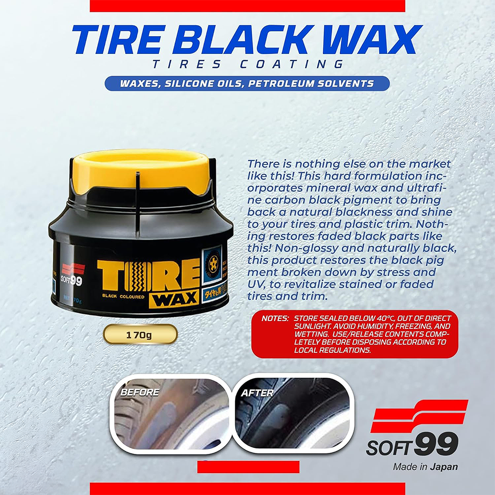 Soft99 Black Tire Wax Tire Coating Plastic Coating 170g
