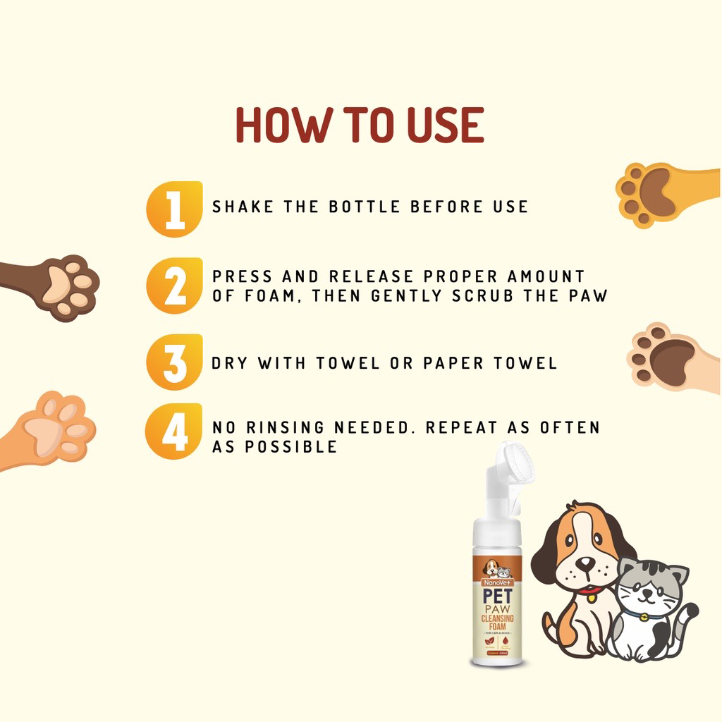 Nanovet Paw Cleansing Foam 200ml