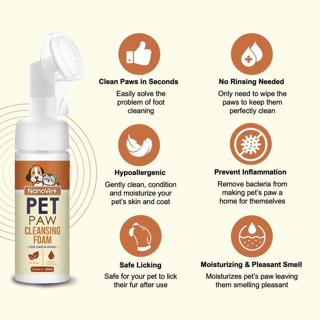 Nanovet Paw Cleansing Foam 200ml