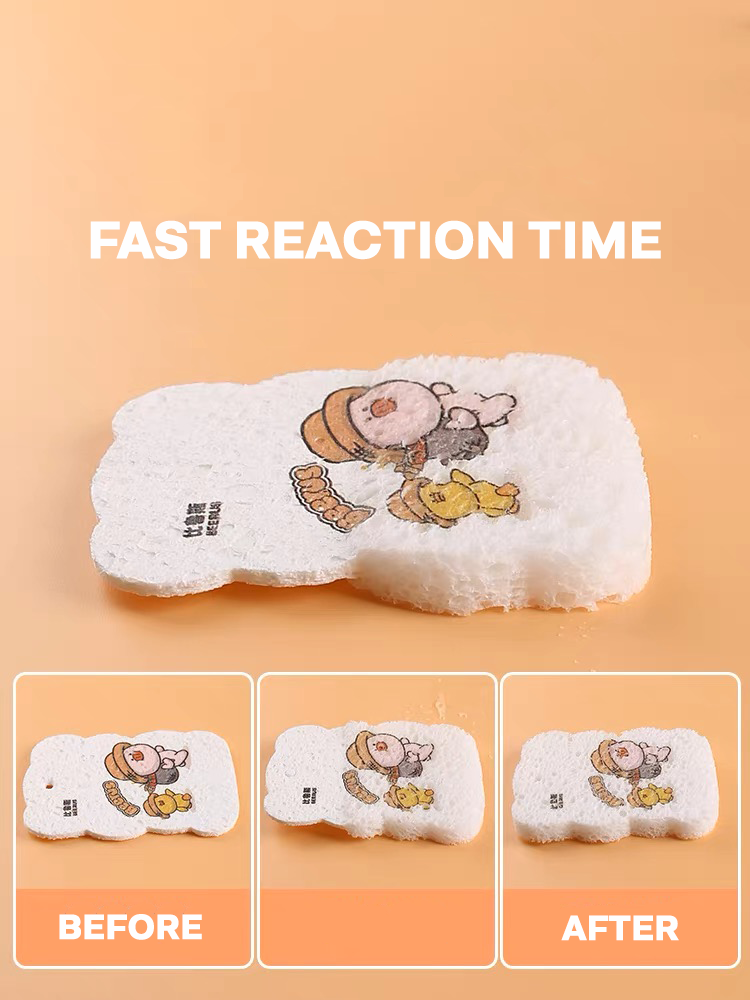 Self Expanding Dishwashing Sponge Made of Compressed Wood Pulp