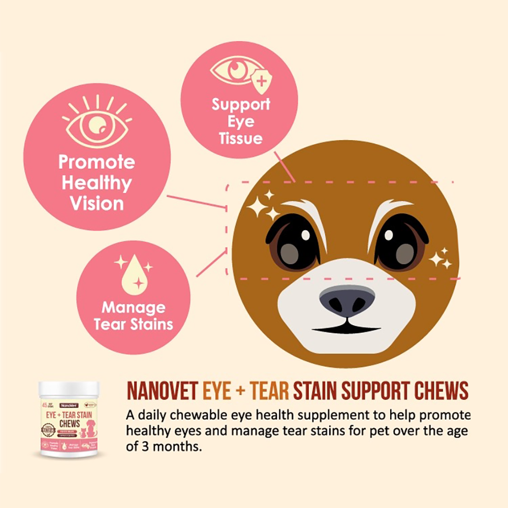 Nanovet Eye + Tear Stain Chews for Cat and Dog