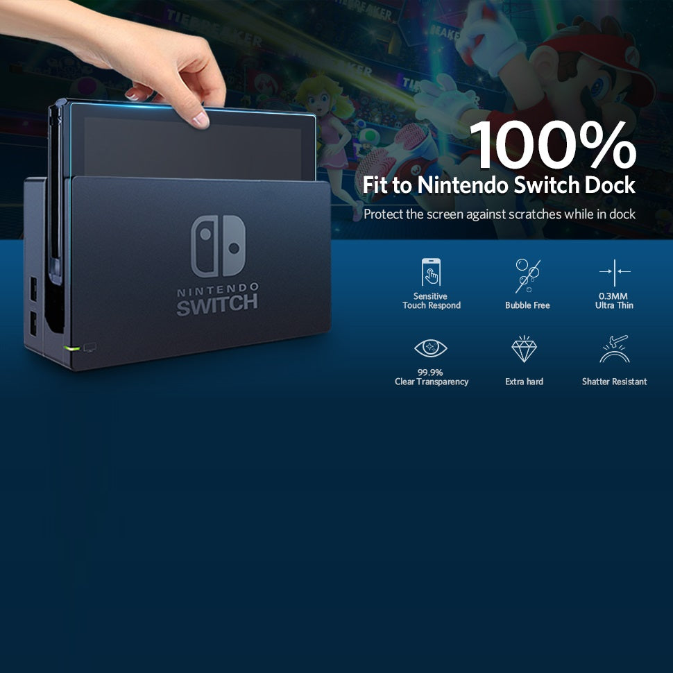 Nintendo Switch 9H Tempered Glass Screen Protector (Pack of 2)