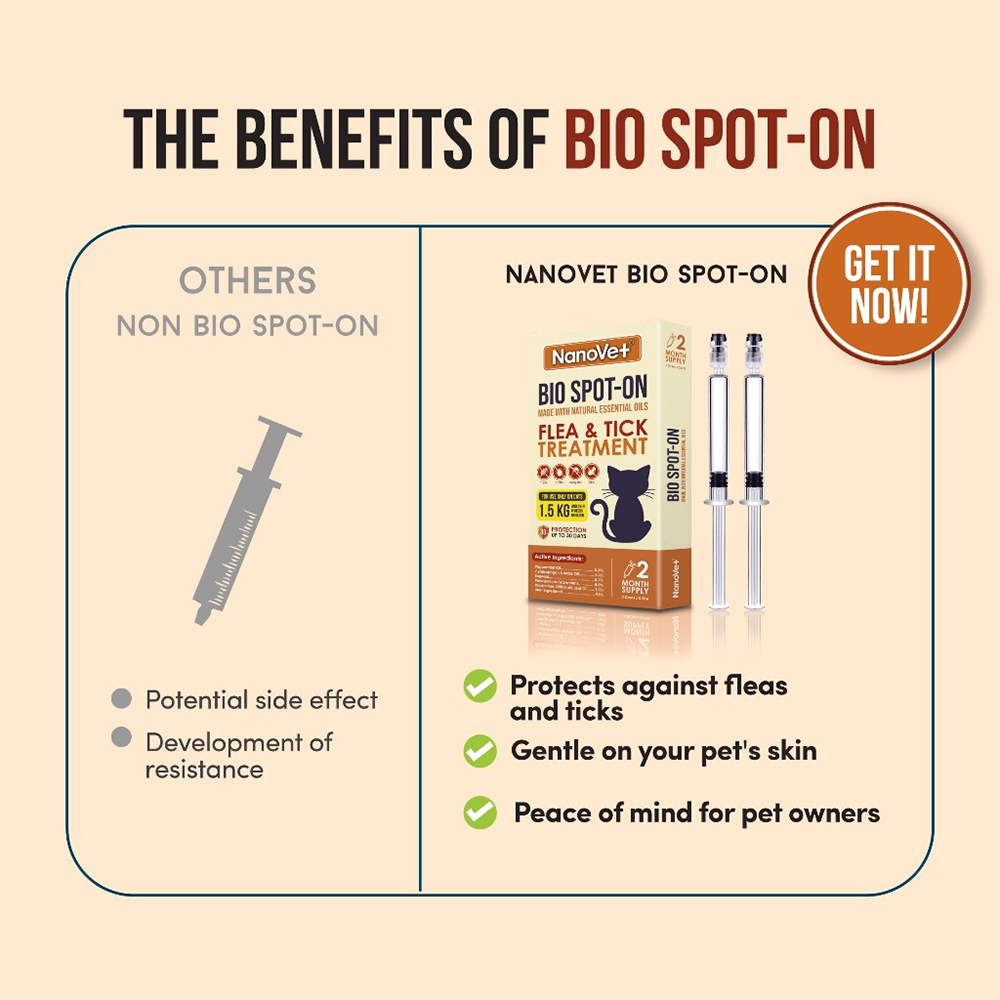 Nanovet Bio Spot-On Flea and Tick Treatment (For Cats/Dogs)