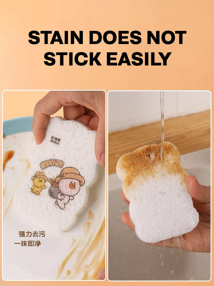 Self Expanding Dishwashing Sponge Made of Compressed Wood Pulp