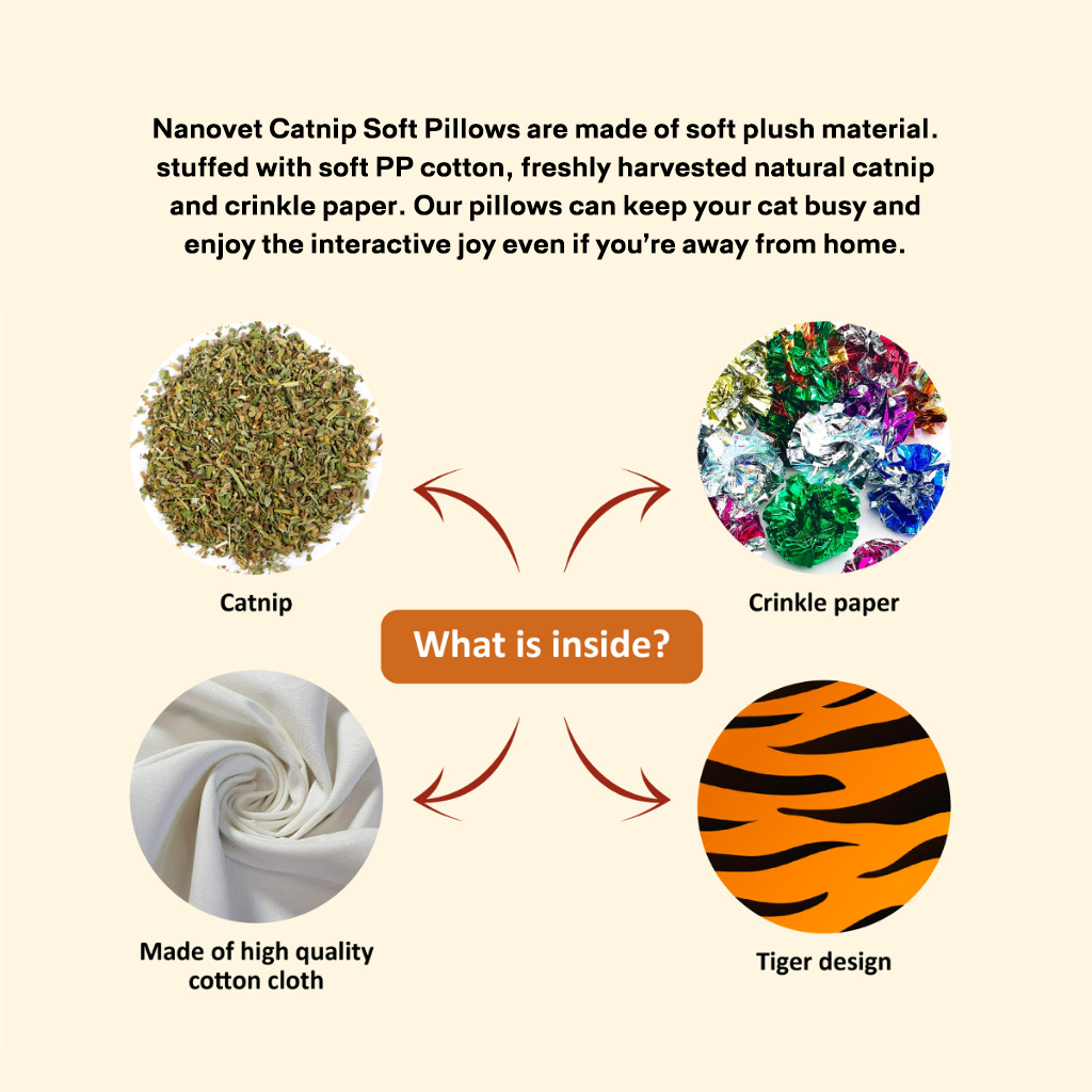 Nanovet Catnip Soft Pillow for Cats ONLY