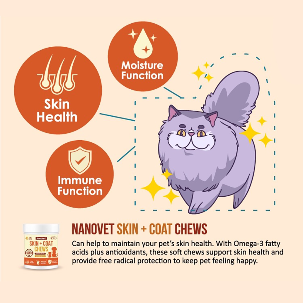Nanovet Pet Skin + Coat Chews For Cat and Dog