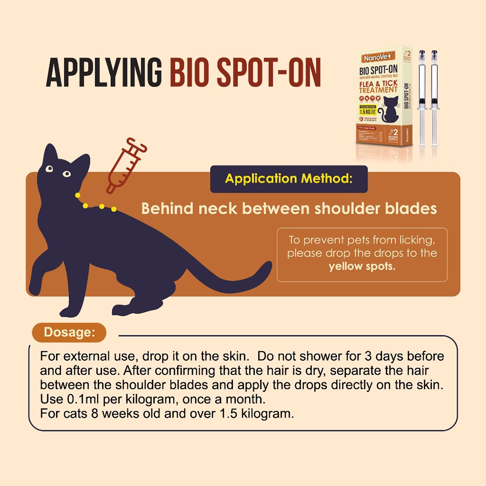 Nanovet Bio Spot-On Flea and Tick Treatment (For Cats/Dogs)