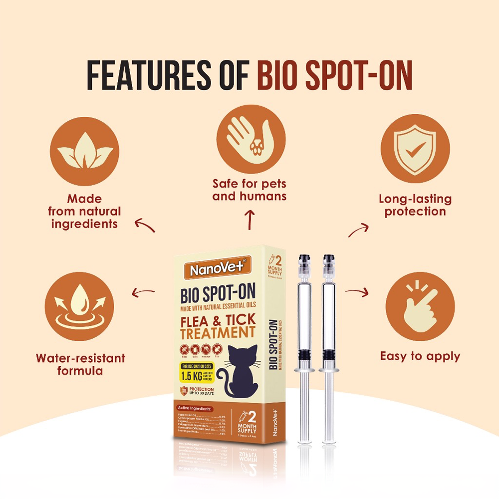 Nanovet Bio Spot-On Flea and Tick Treatment (For Cats/Dogs)