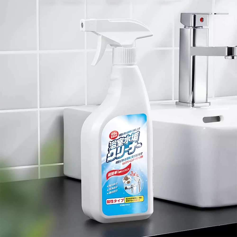Japanese Bathroom Descaler Cleaner 500ml Spray for Glass Metal Tiles Basin Tap Showerhead