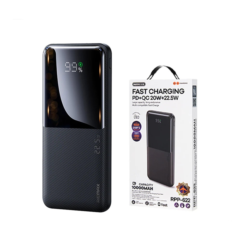 Remax RPP-622 10000mAH PD+QC Fast Charging Power Bank Powerbank Portable Charger (PD 20W+QC 22.5W)