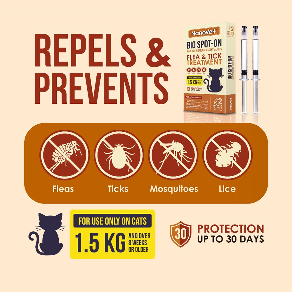 Nanovet Bio Spot-On Flea and Tick Treatment (For Cats/Dogs)
