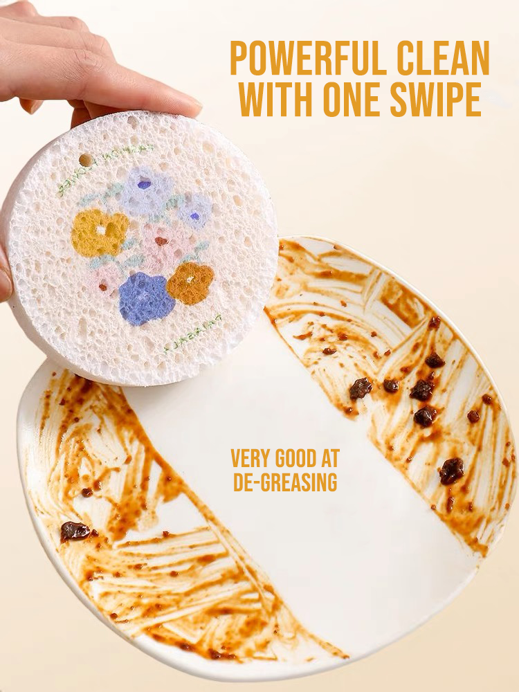 Self Expanding Dishwashing Sponge Made of Compressed Wood Pulp