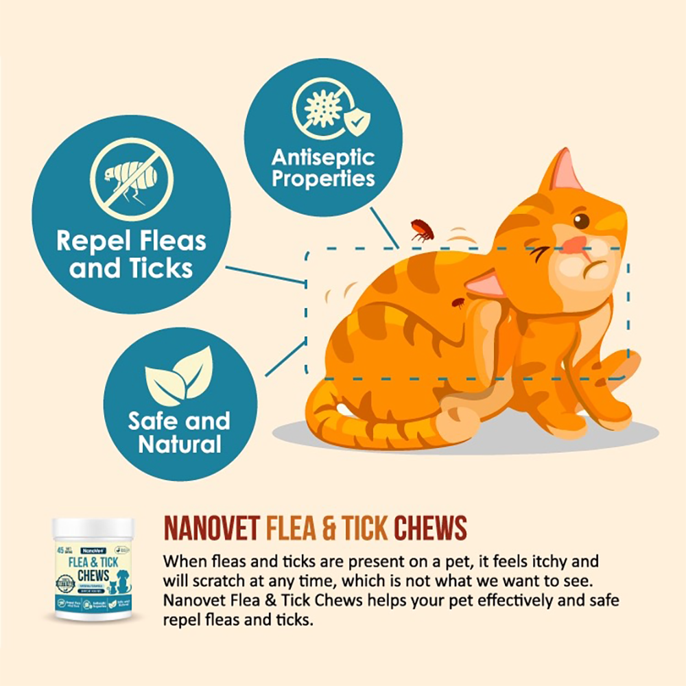 Nanovet Pet Flea and Tick Chews For Cat and Dog